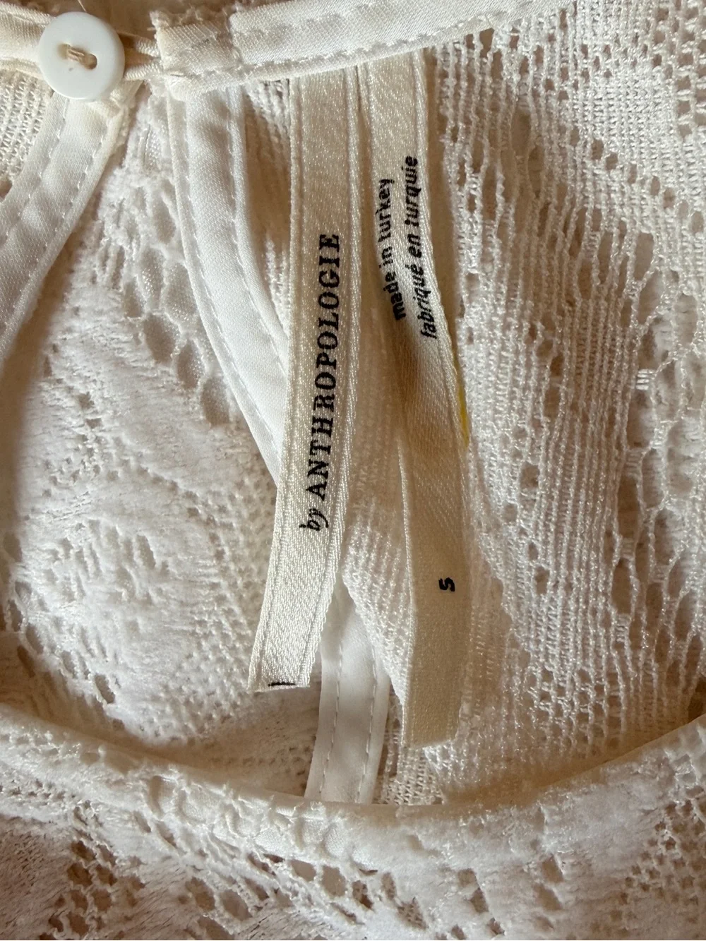 Anthropologie White Lace Short-Sleeve Blouse